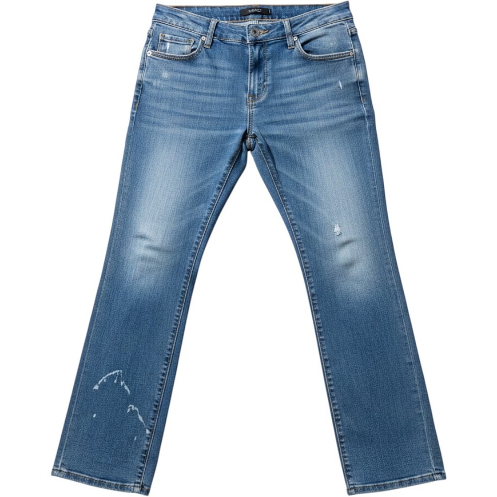 Hudson Los Angeles Medium Wash Straight Leg Jeans with Paint Splatter Size 8